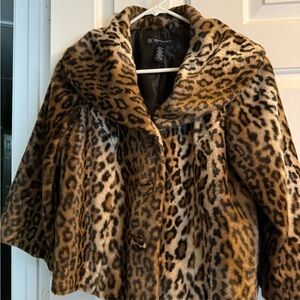 INC International Concepts Leopard-Print Faux Fur Teddy Jacket - Brown & Tan